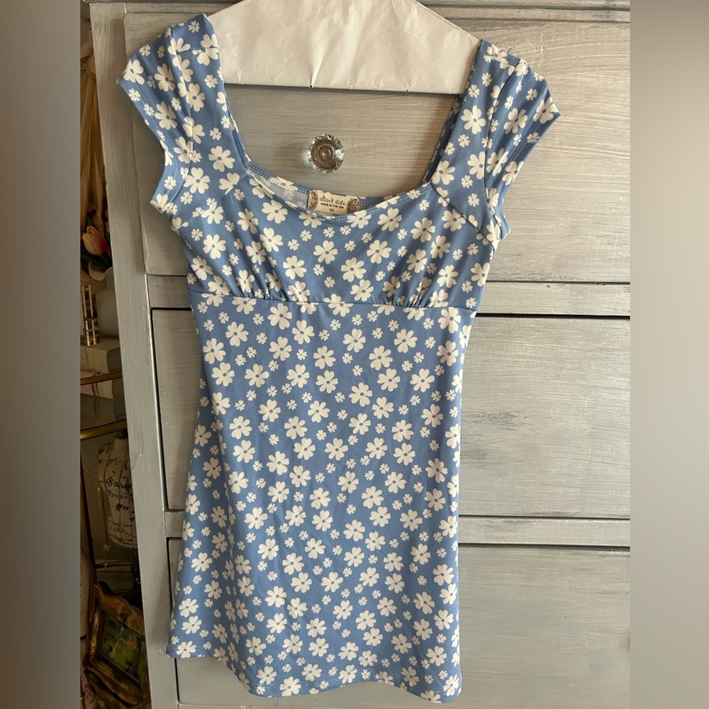 Altar’d State Cap Sleeve Mini Dress Blue Floral
